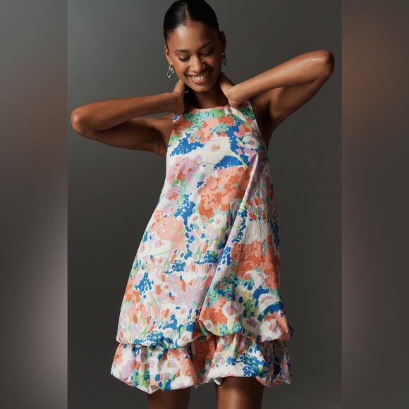 Maeve Anthropologie Double Bubble Hem Mini Dress NWOT - Picture 2 of 3